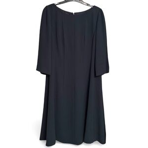 Lafayette 148 New York Gray Crepe Tent Dress 3/4 Sleeve Bateau Neck Size 12